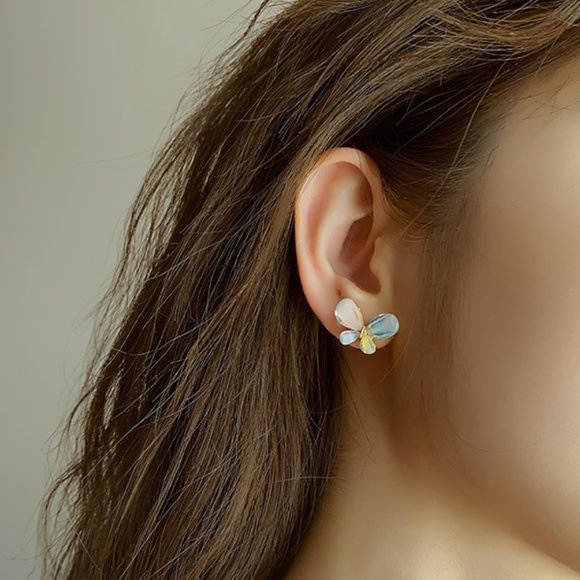 Colorful Butterfly Acrylic Gold Stud Earrings - Picture 2 of 4